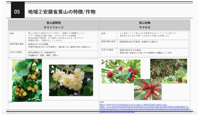 Characteristics and cultivation conditions of kiwifruit and yangmei from Huangshan, Anhui